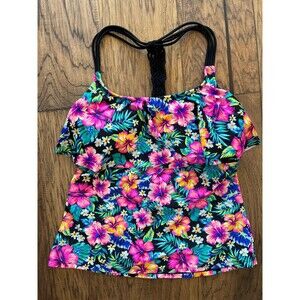 Arizona Lined Tropical Floral Tankini Swimsuit Top Size XL
